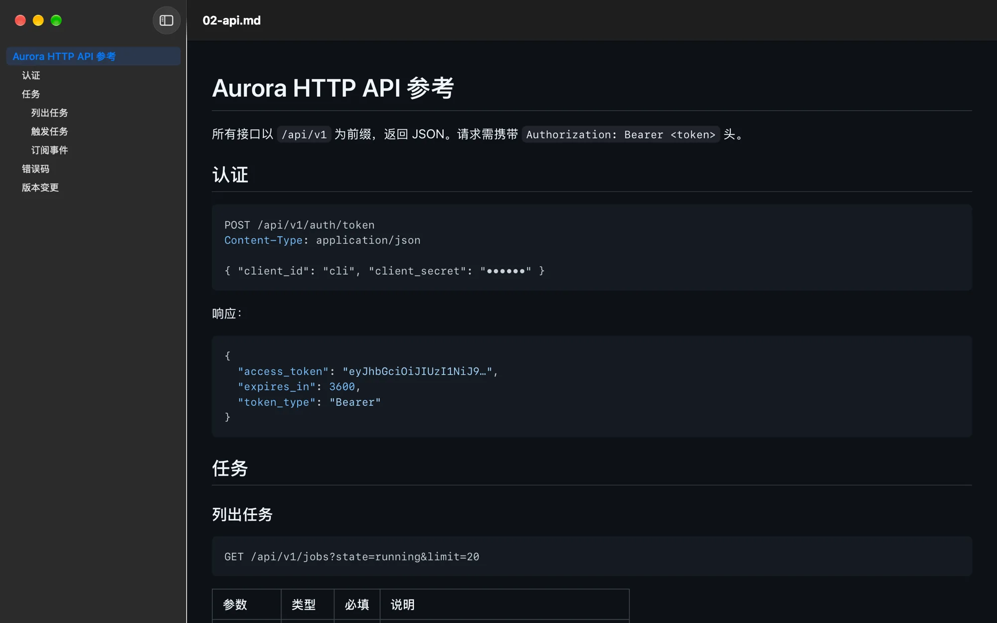 MDLook 深色模式下阅读一份 API 文档